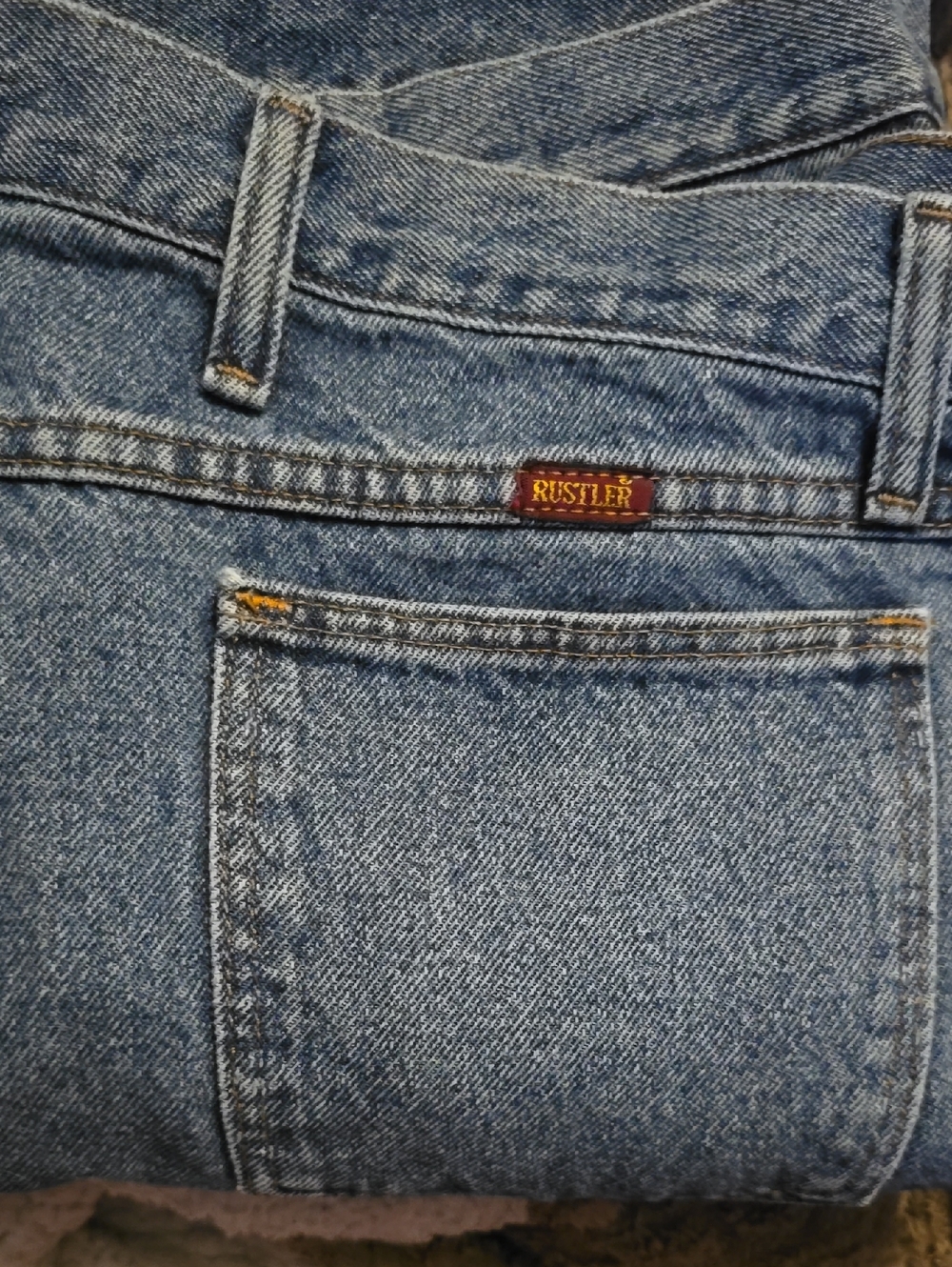 Rustler Blue Denim Jeans with Branded Red Tag